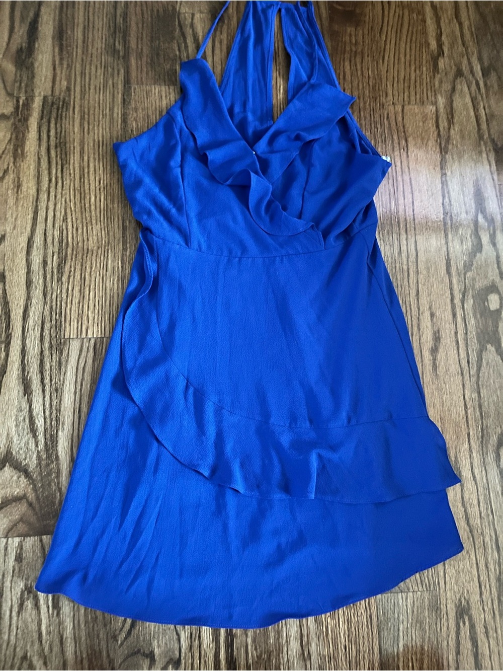 Love Tree Electric Blue Halter Ruffle Dress